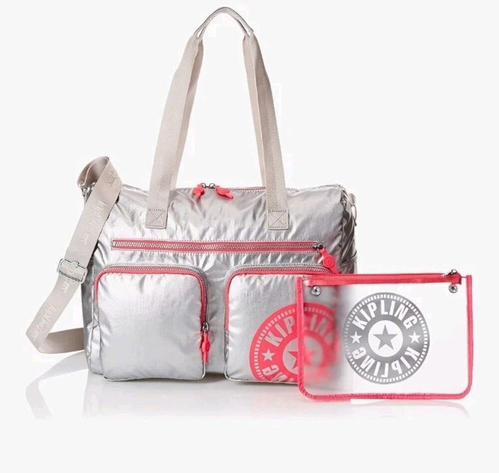 NEW Authentic Kipling Metallic bag Stefany SILVER MSRP 139
